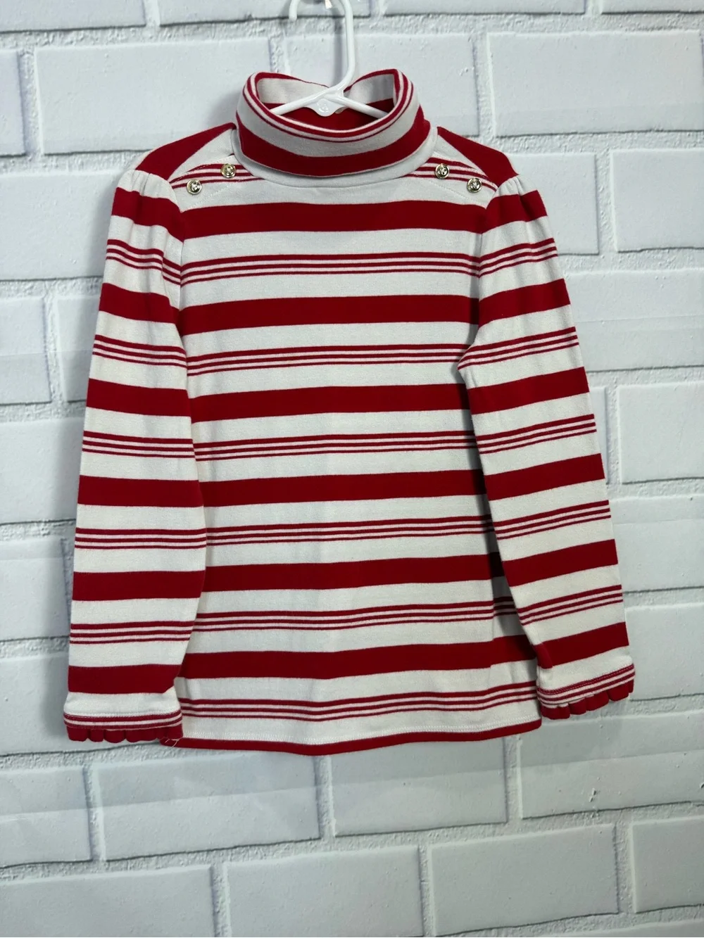 Gymboree Girls Red White Striped Turtleneck Top Size 7 Nautical Preppy